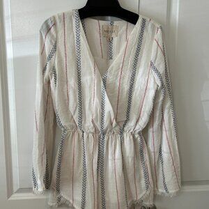 Moon River Long Sleeve V-Neck Romper